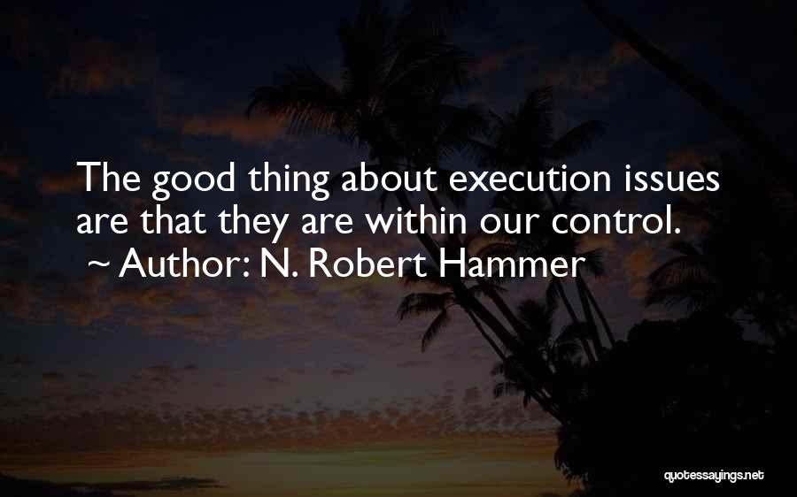 N. Robert Hammer Quotes: The Good Thing About Execution Issues Are That They Are Within Our Control.