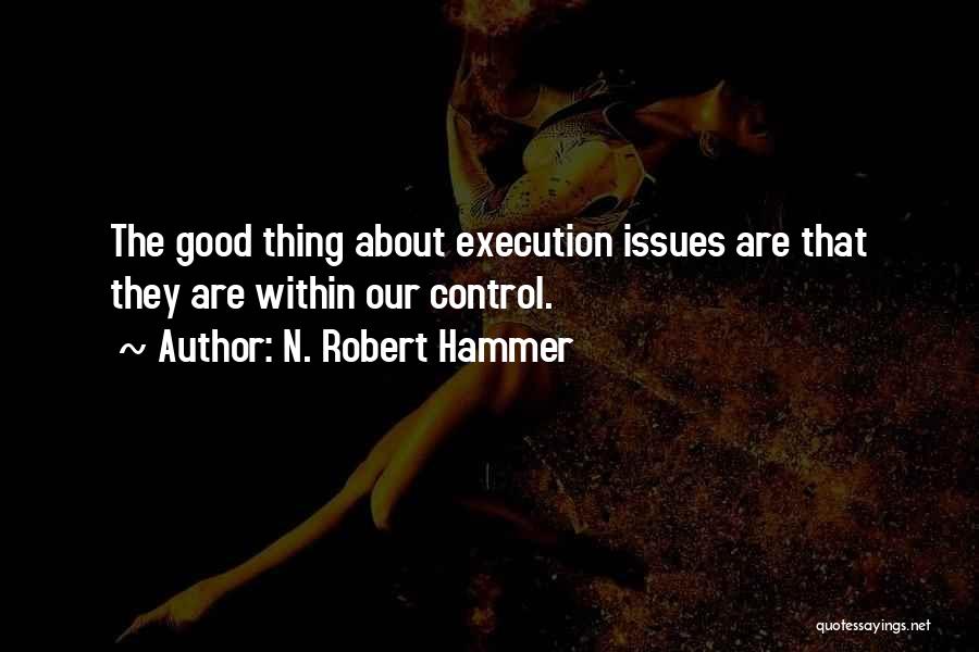 N. Robert Hammer Quotes: The Good Thing About Execution Issues Are That They Are Within Our Control.