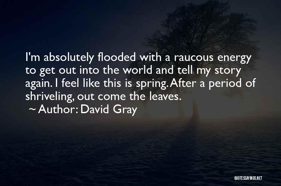 David Gray Quotes: I'm Absolutely Flooded With A Raucous Energy To Get Out Into The World And Tell My Story Again. I Feel