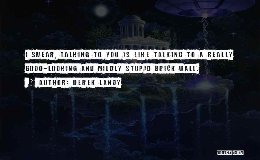 Derek Landy Quotes: I Swear, Talking To You Is Like Talking To A Really Good-looking And Mildly Stupid Brick Wall.