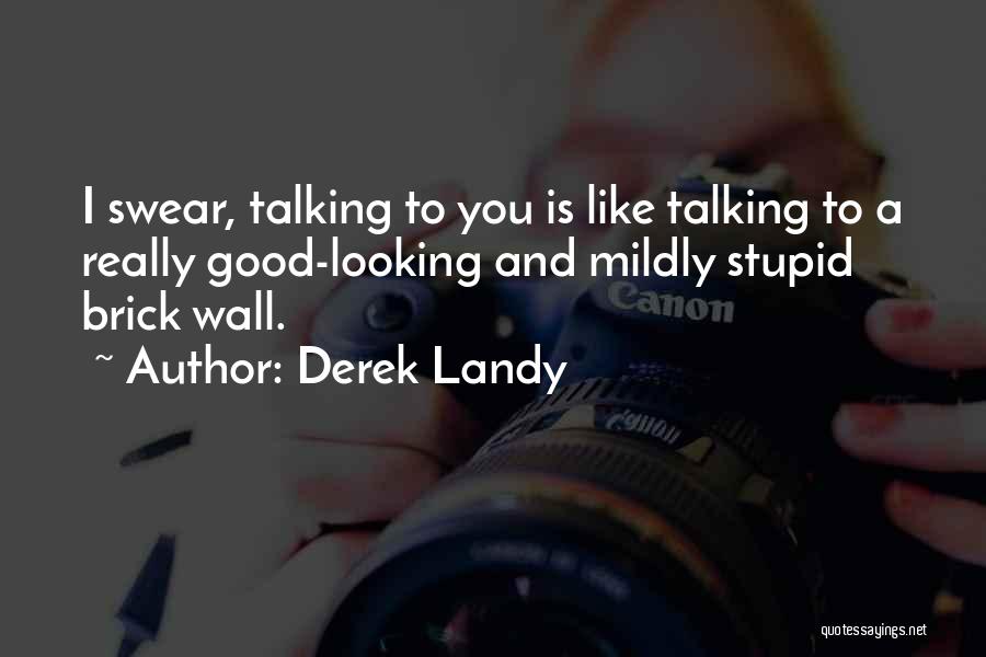 Derek Landy Quotes: I Swear, Talking To You Is Like Talking To A Really Good-looking And Mildly Stupid Brick Wall.