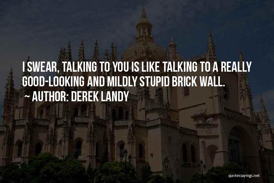 Derek Landy Quotes: I Swear, Talking To You Is Like Talking To A Really Good-looking And Mildly Stupid Brick Wall.