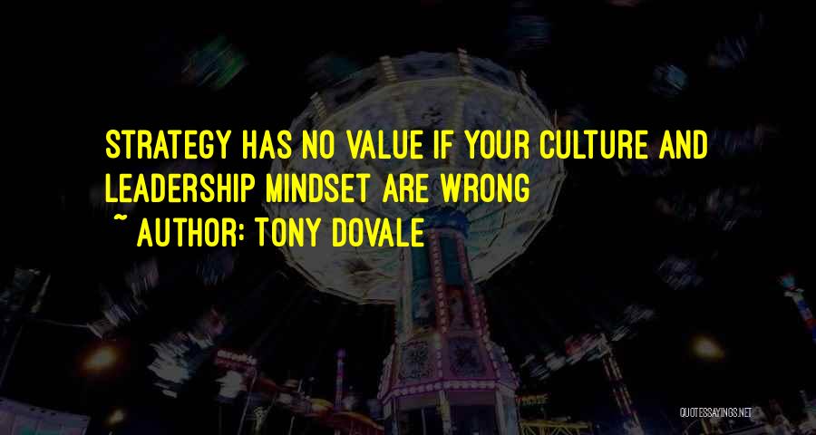 Tony Dovale Quotes: Strategy Has No Value If Your Culture And Leadership Mindset Are Wrong