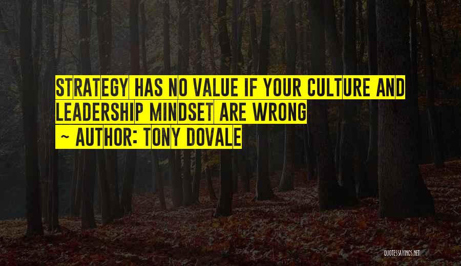 Tony Dovale Quotes: Strategy Has No Value If Your Culture And Leadership Mindset Are Wrong