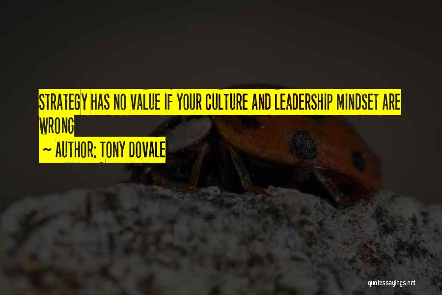 Tony Dovale Quotes: Strategy Has No Value If Your Culture And Leadership Mindset Are Wrong