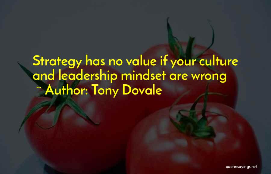 Tony Dovale Quotes: Strategy Has No Value If Your Culture And Leadership Mindset Are Wrong