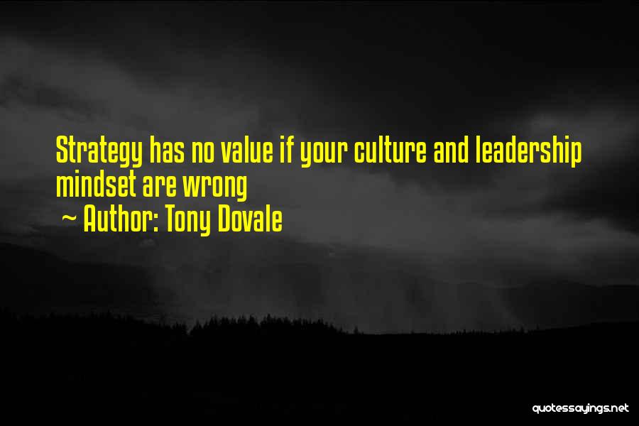 Tony Dovale Quotes: Strategy Has No Value If Your Culture And Leadership Mindset Are Wrong