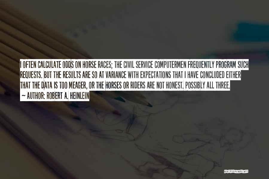 Robert A. Heinlein Quotes: I Often Calculate Odds On Horse Races; The Civil Service Computermen Frequently Program Such Requests. But The Results Are So