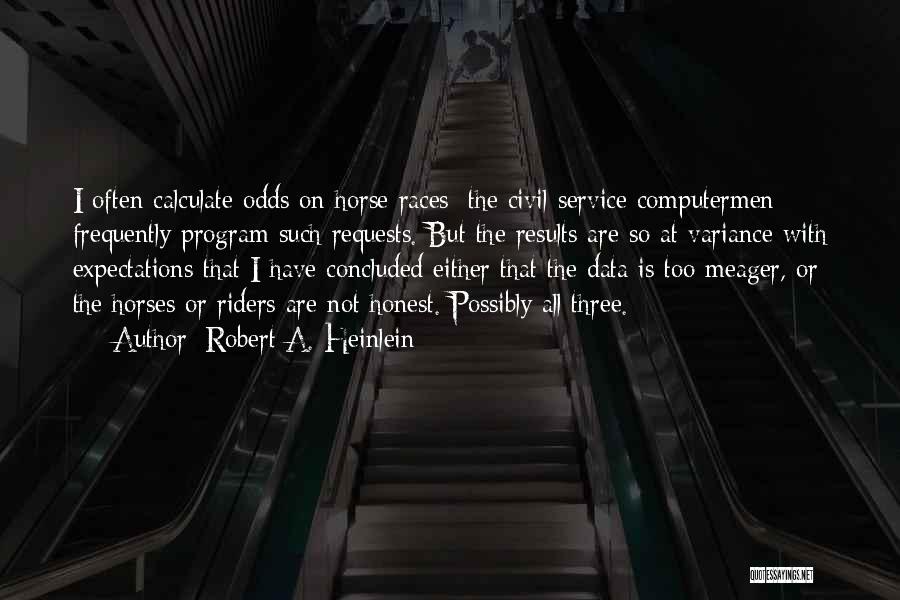 Robert A. Heinlein Quotes: I Often Calculate Odds On Horse Races; The Civil Service Computermen Frequently Program Such Requests. But The Results Are So