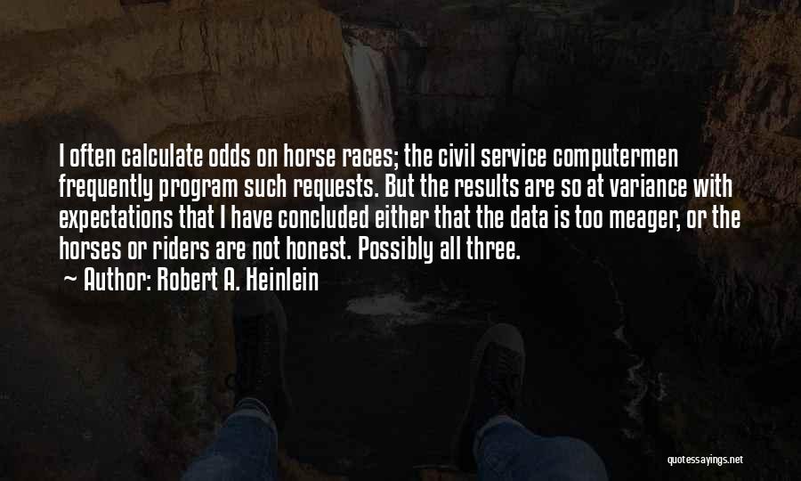 Robert A. Heinlein Quotes: I Often Calculate Odds On Horse Races; The Civil Service Computermen Frequently Program Such Requests. But The Results Are So