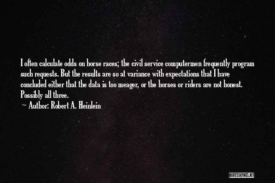 Robert A. Heinlein Quotes: I Often Calculate Odds On Horse Races; The Civil Service Computermen Frequently Program Such Requests. But The Results Are So