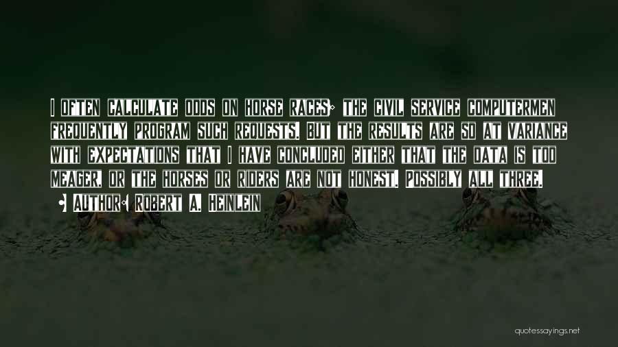 Robert A. Heinlein Quotes: I Often Calculate Odds On Horse Races; The Civil Service Computermen Frequently Program Such Requests. But The Results Are So
