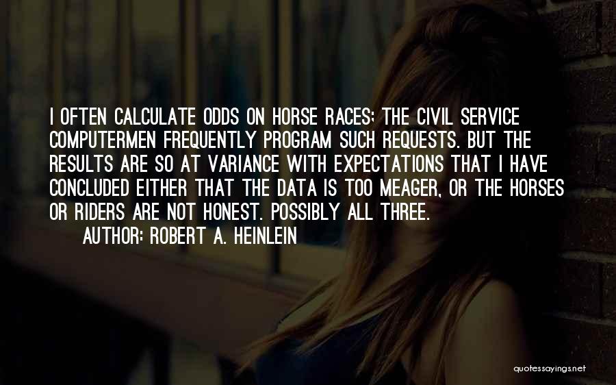 Robert A. Heinlein Quotes: I Often Calculate Odds On Horse Races; The Civil Service Computermen Frequently Program Such Requests. But The Results Are So