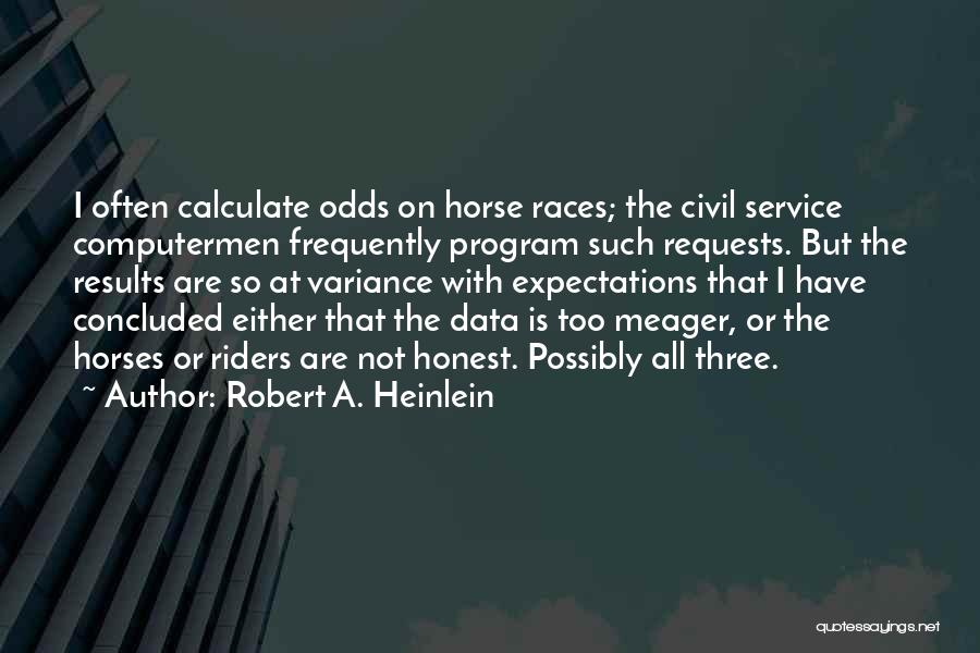 Robert A. Heinlein Quotes: I Often Calculate Odds On Horse Races; The Civil Service Computermen Frequently Program Such Requests. But The Results Are So