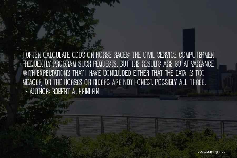 Robert A. Heinlein Quotes: I Often Calculate Odds On Horse Races; The Civil Service Computermen Frequently Program Such Requests. But The Results Are So