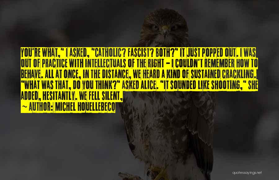 Michel Houellebecq Quotes: You're What, I Asked, Catholic? Fascist? Both? It Just Popped Out. I Was Out Of Practice With Intellectuals Of The