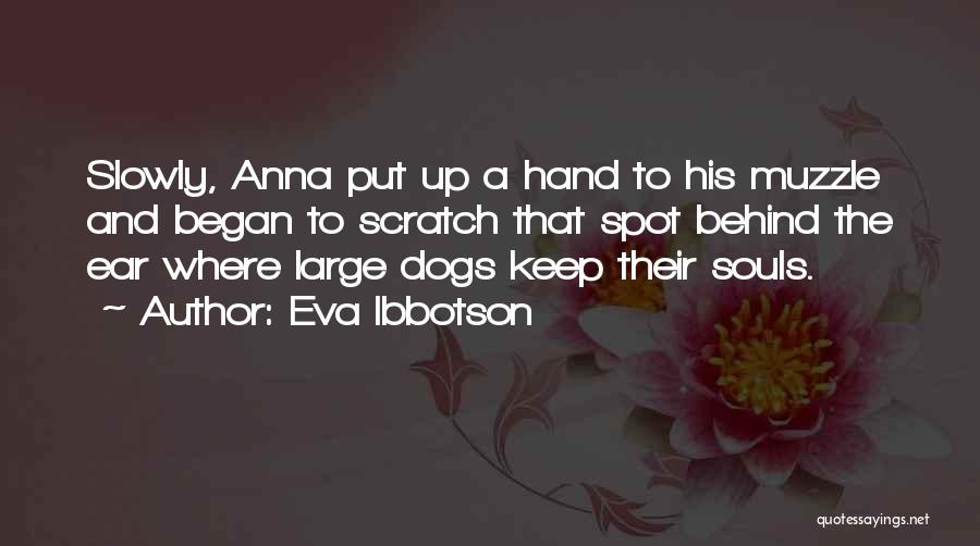 Eva Ibbotson Quotes: Slowly, Anna Put Up A Hand To His Muzzle And Began To Scratch That Spot Behind The Ear Where Large