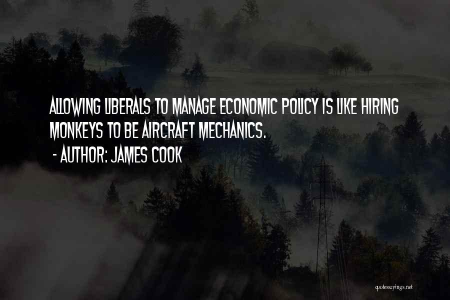 James Cook Quotes: Allowing Liberals To Manage Economic Policy Is Like Hiring Monkeys To Be Aircraft Mechanics.