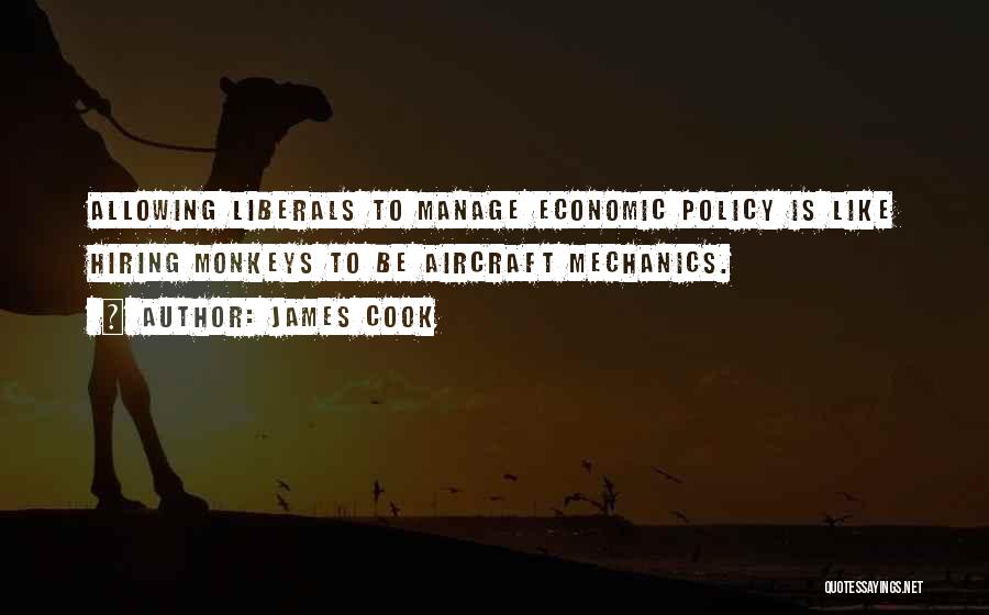 James Cook Quotes: Allowing Liberals To Manage Economic Policy Is Like Hiring Monkeys To Be Aircraft Mechanics.