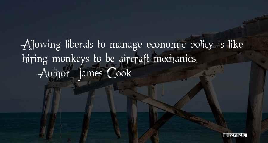 James Cook Quotes: Allowing Liberals To Manage Economic Policy Is Like Hiring Monkeys To Be Aircraft Mechanics.
