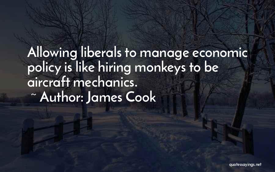 James Cook Quotes: Allowing Liberals To Manage Economic Policy Is Like Hiring Monkeys To Be Aircraft Mechanics.