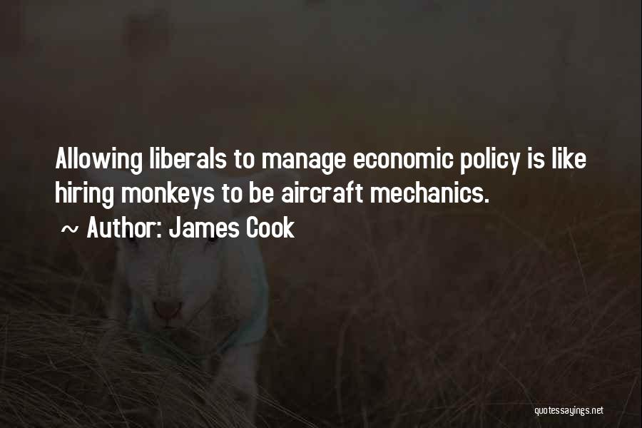James Cook Quotes: Allowing Liberals To Manage Economic Policy Is Like Hiring Monkeys To Be Aircraft Mechanics.