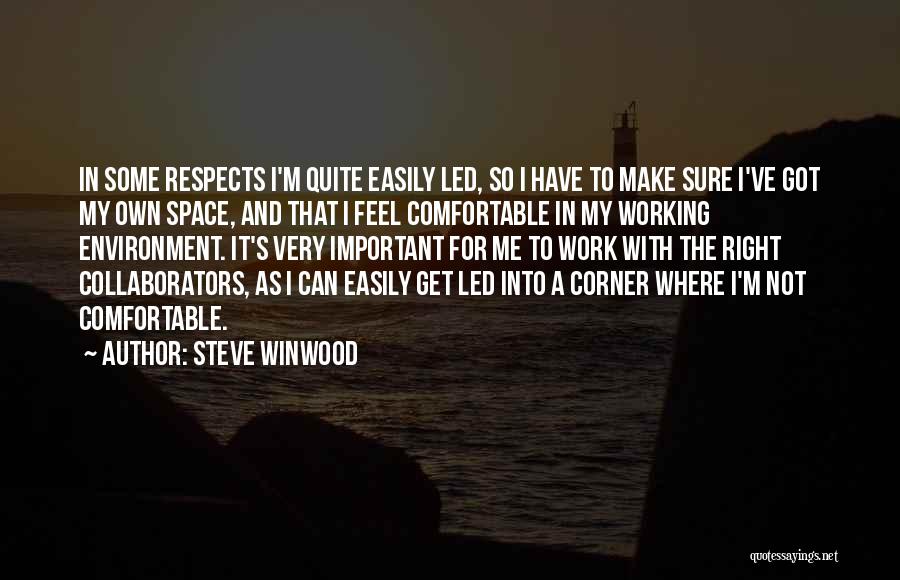 Steve Winwood Quotes: In Some Respects I'm Quite Easily Led, So I Have To Make Sure I've Got My Own Space, And That