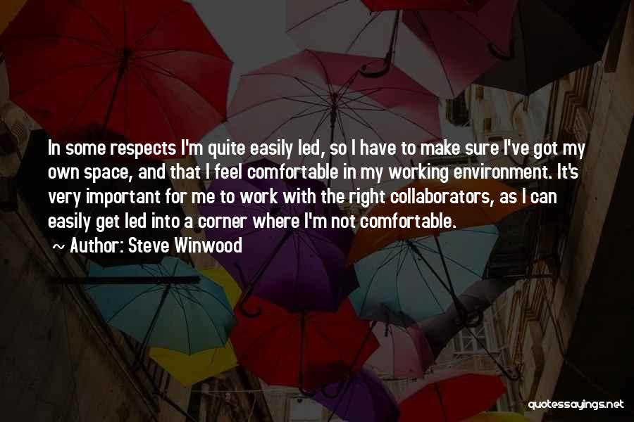 Steve Winwood Quotes: In Some Respects I'm Quite Easily Led, So I Have To Make Sure I've Got My Own Space, And That