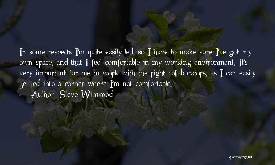 Steve Winwood Quotes: In Some Respects I'm Quite Easily Led, So I Have To Make Sure I've Got My Own Space, And That