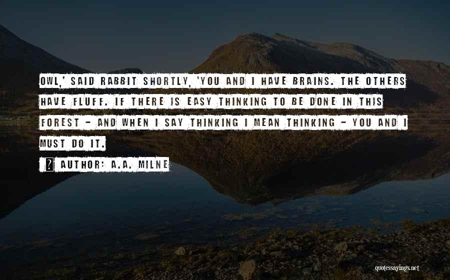 A.A. Milne Quotes: Owl,' Said Rabbit Shortly, 'you And I Have Brains. The Others Have Fluff. If There Is Easy Thinking To Be