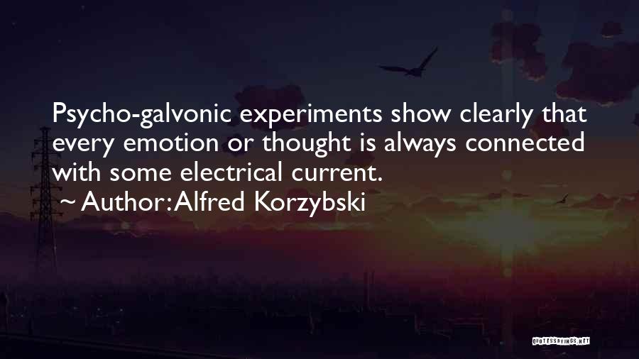 Alfred Korzybski Quotes: Psycho-galvonic Experiments Show Clearly That Every Emotion Or Thought Is Always Connected With Some Electrical Current.