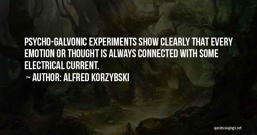 Alfred Korzybski Quotes: Psycho-galvonic Experiments Show Clearly That Every Emotion Or Thought Is Always Connected With Some Electrical Current.
