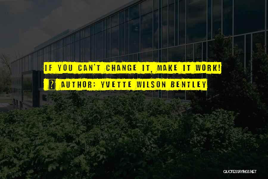 Yvette Wilson Bentley Quotes: If You Can't Change It, Make It Work!