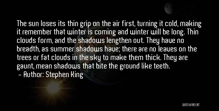 Stephen King Quotes: The Sun Loses Its Thin Grip On The Air First, Turning It Cold, Making It Remember That Winter Is Coming