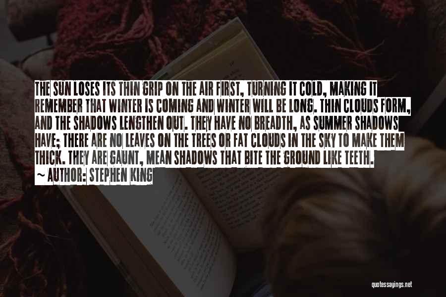 Stephen King Quotes: The Sun Loses Its Thin Grip On The Air First, Turning It Cold, Making It Remember That Winter Is Coming