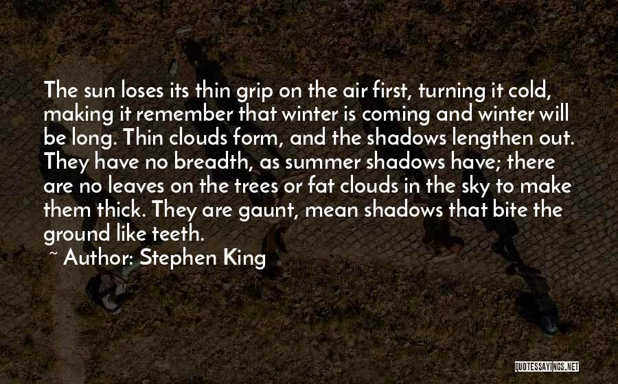 Stephen King Quotes: The Sun Loses Its Thin Grip On The Air First, Turning It Cold, Making It Remember That Winter Is Coming
