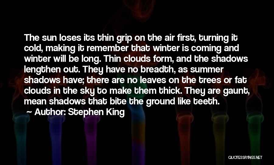 Stephen King Quotes: The Sun Loses Its Thin Grip On The Air First, Turning It Cold, Making It Remember That Winter Is Coming