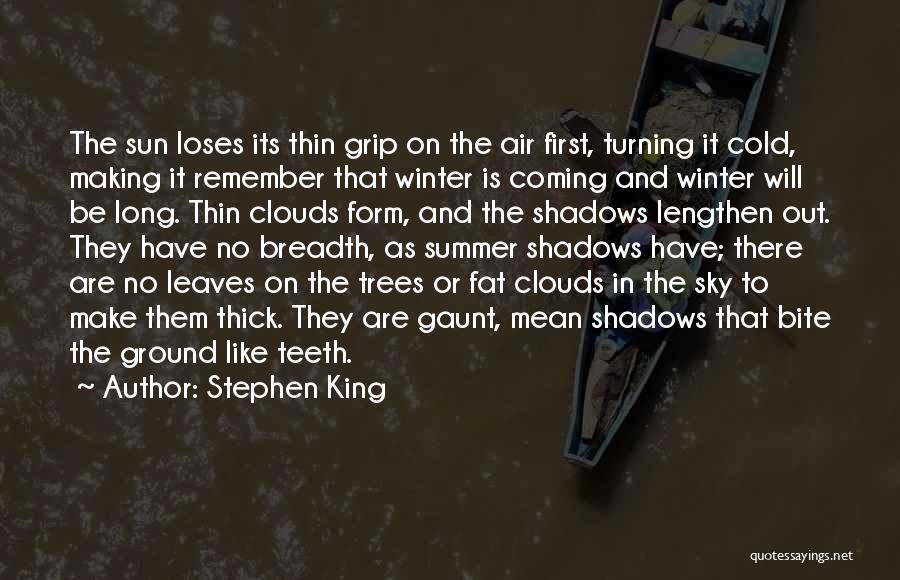 Stephen King Quotes: The Sun Loses Its Thin Grip On The Air First, Turning It Cold, Making It Remember That Winter Is Coming