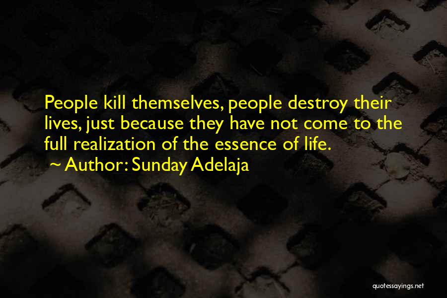 Sunday Adelaja Quotes: People Kill Themselves, People Destroy Their Lives, Just Because They Have Not Come To The Full Realization Of The Essence