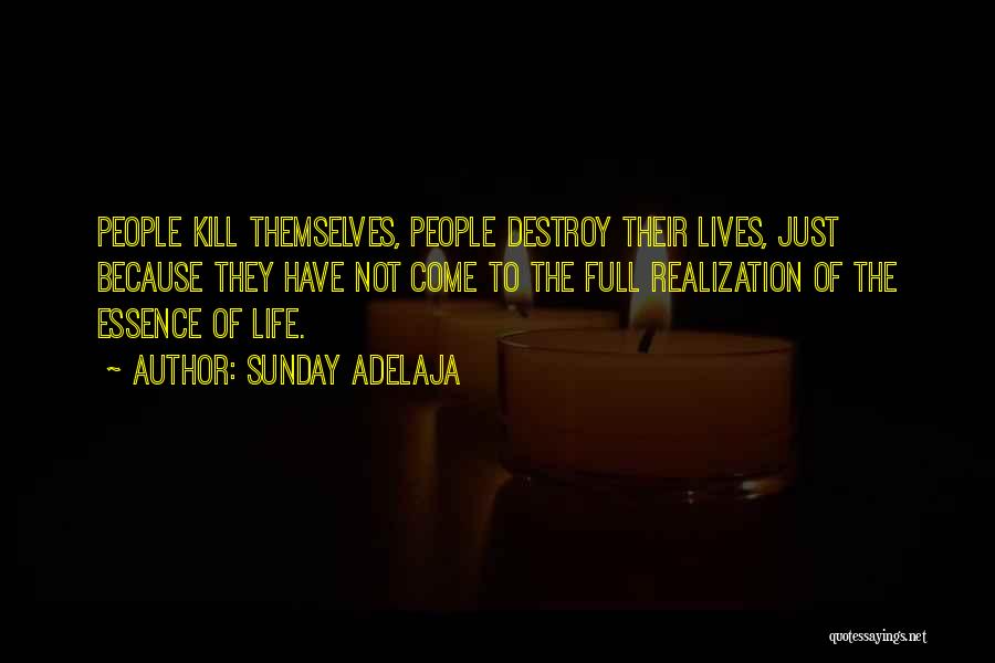 Sunday Adelaja Quotes: People Kill Themselves, People Destroy Their Lives, Just Because They Have Not Come To The Full Realization Of The Essence