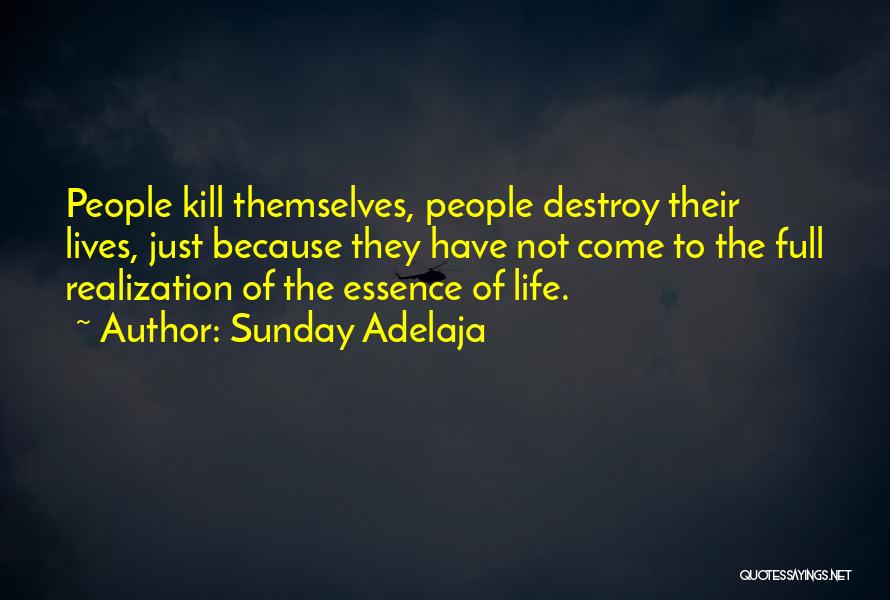 Sunday Adelaja Quotes: People Kill Themselves, People Destroy Their Lives, Just Because They Have Not Come To The Full Realization Of The Essence