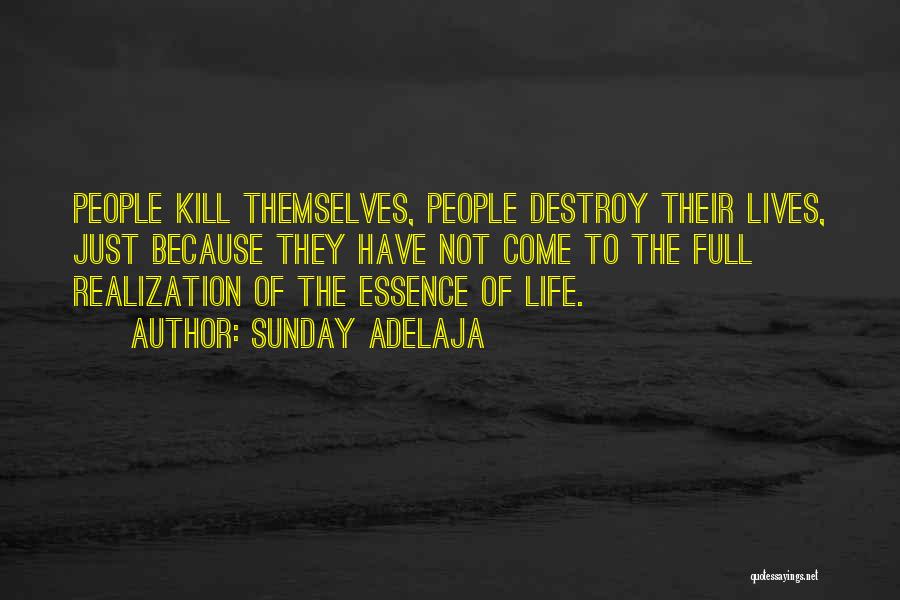 Sunday Adelaja Quotes: People Kill Themselves, People Destroy Their Lives, Just Because They Have Not Come To The Full Realization Of The Essence
