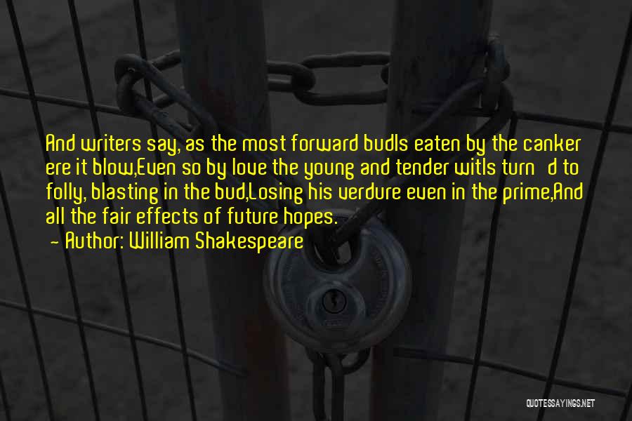 William Shakespeare Quotes: And Writers Say, As The Most Forward Budis Eaten By The Canker Ere It Blow,even So By Love The Young