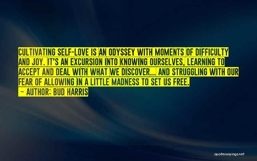 Bud Harris Quotes: Cultivating Self-love Is An Odyssey With Moments Of Difficulty And Joy. It's An Excursion Into Knowing Ourselves, Learning To Accept