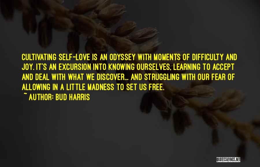 Bud Harris Quotes: Cultivating Self-love Is An Odyssey With Moments Of Difficulty And Joy. It's An Excursion Into Knowing Ourselves, Learning To Accept