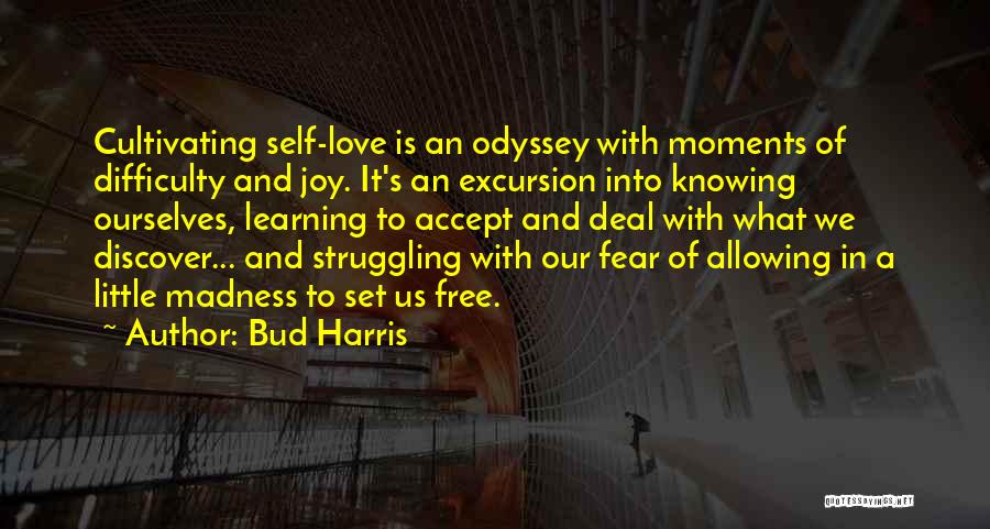 Bud Harris Quotes: Cultivating Self-love Is An Odyssey With Moments Of Difficulty And Joy. It's An Excursion Into Knowing Ourselves, Learning To Accept