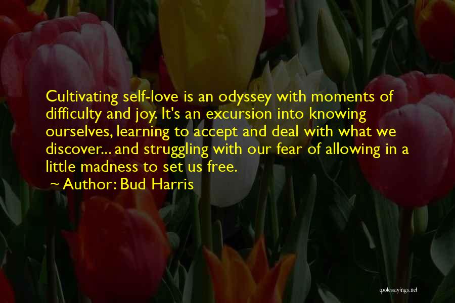 Bud Harris Quotes: Cultivating Self-love Is An Odyssey With Moments Of Difficulty And Joy. It's An Excursion Into Knowing Ourselves, Learning To Accept