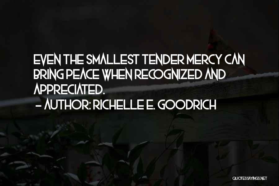 Richelle E. Goodrich Quotes: Even The Smallest Tender Mercy Can Bring Peace When Recognized And Appreciated.