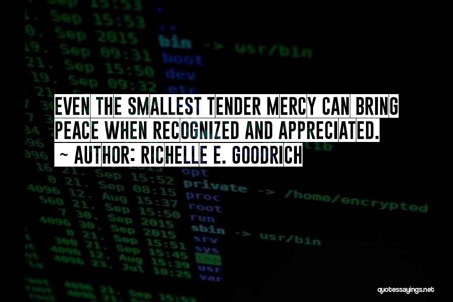 Richelle E. Goodrich Quotes: Even The Smallest Tender Mercy Can Bring Peace When Recognized And Appreciated.