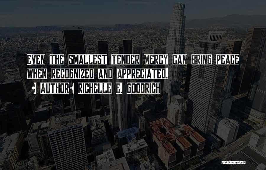 Richelle E. Goodrich Quotes: Even The Smallest Tender Mercy Can Bring Peace When Recognized And Appreciated.